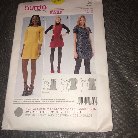 Burda Young Dress Pattern 6721 - Picture 2 of 6